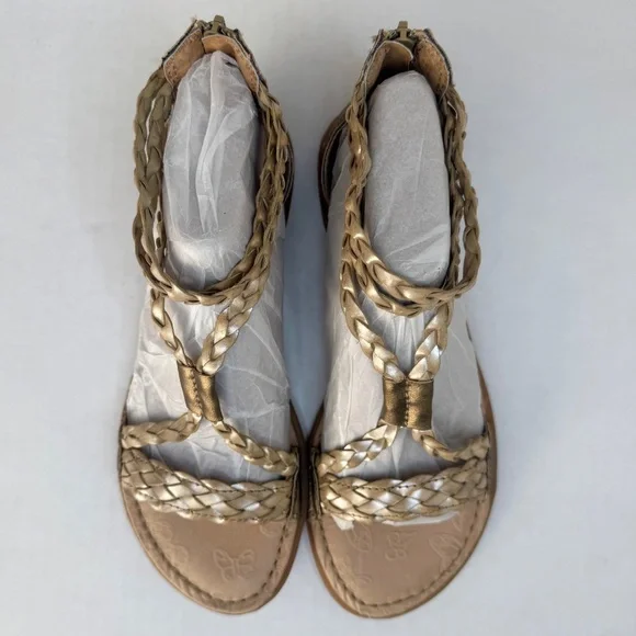 b.o.c. Born O. Concept Womens Braided Flats-Sandals-Shoes Gold Tan Gladiator Sz7 - Picture 2 of 10